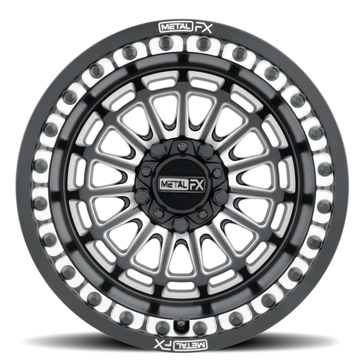 MetalFX Delta R Black Contrast Cut Beadlock & Maxxis Roxxzilla Radial Wheel & Tire Kit