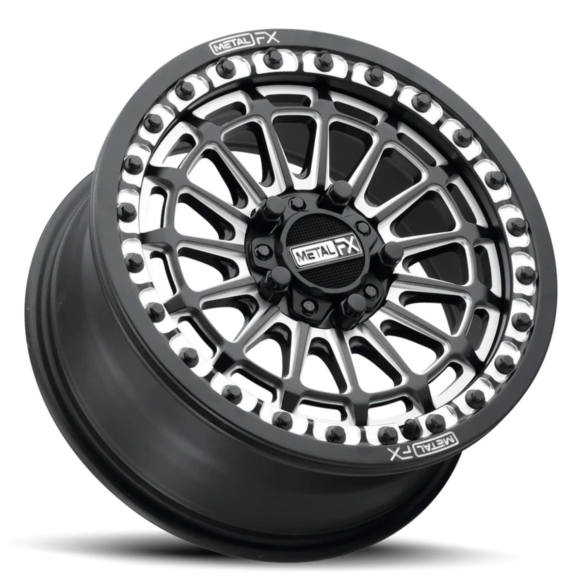 MetalFX Delta R Black Contrast Cut Beadlock & Maxxis Roxxzilla Radial Wheel & Tire Kit