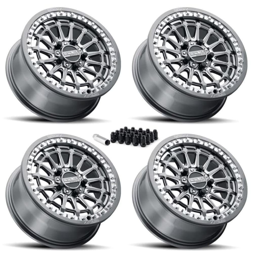 MetalFX Delta R UTV Beadlock Wheel Kit - Gunmetal Contrast Cut