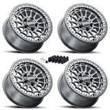 MetalFX Delta R UTV Beadlock Wheel Kit - Gunmetal Contrast Cut