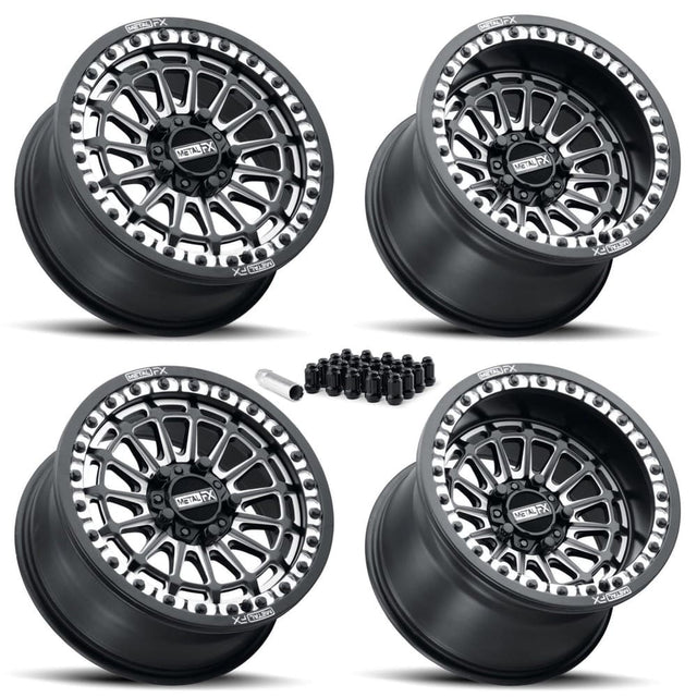 MetalFX Delta R UTV Beadlock Wheel Kit - Satin Black Contrast Cut