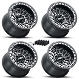 MetalFX Delta R UTV Beadlock Wheel Kit - Satin Black Contrast Cut