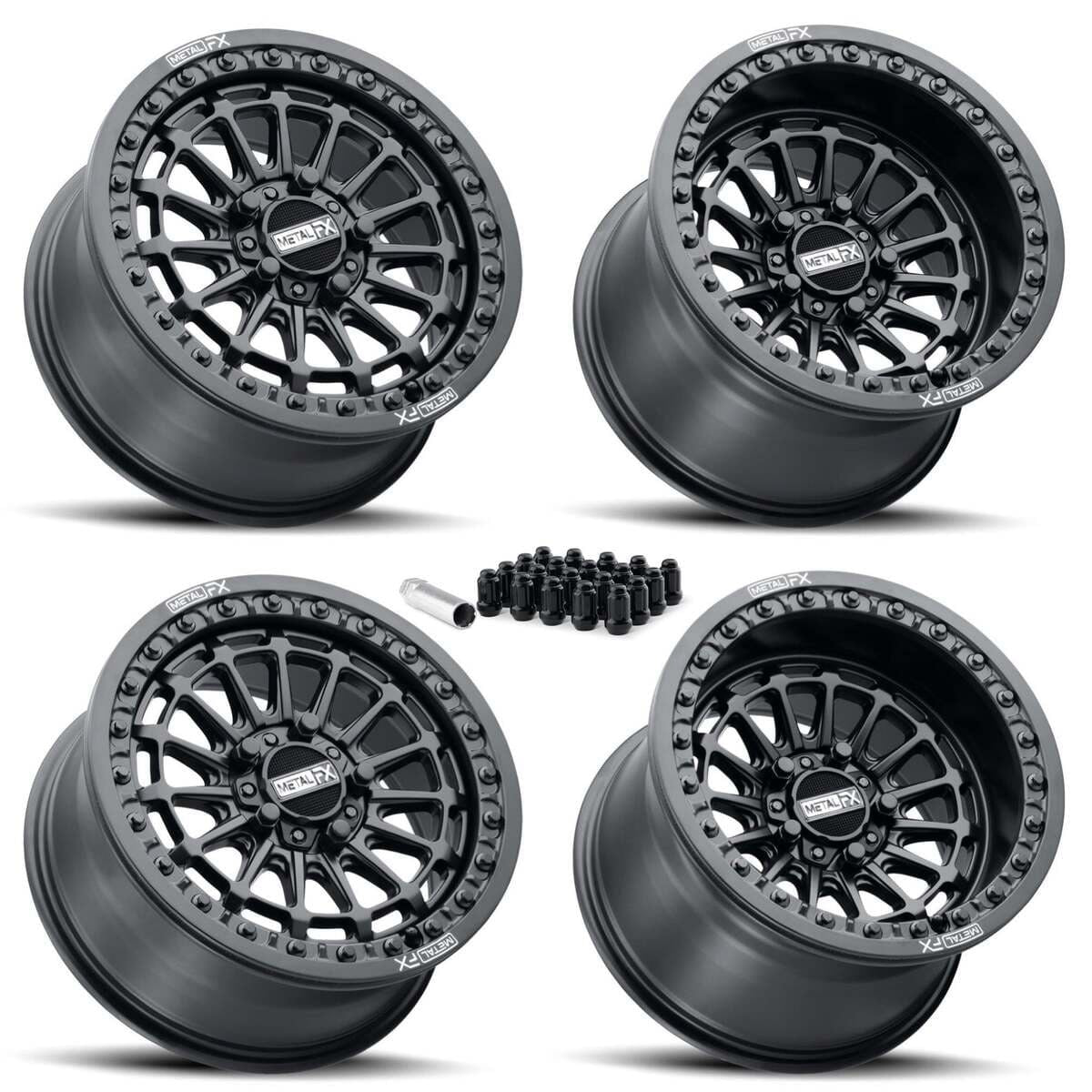 MetalFX Delta R UTV Beadlock Wheel Kit - Satin Black
