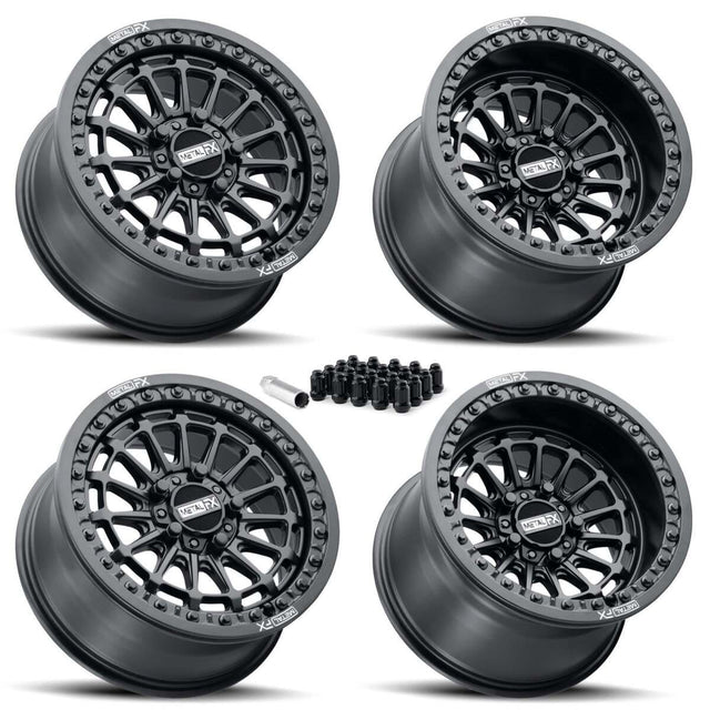 MetalFX Delta R UTV Beadlock Wheel Kit - Satin Black
