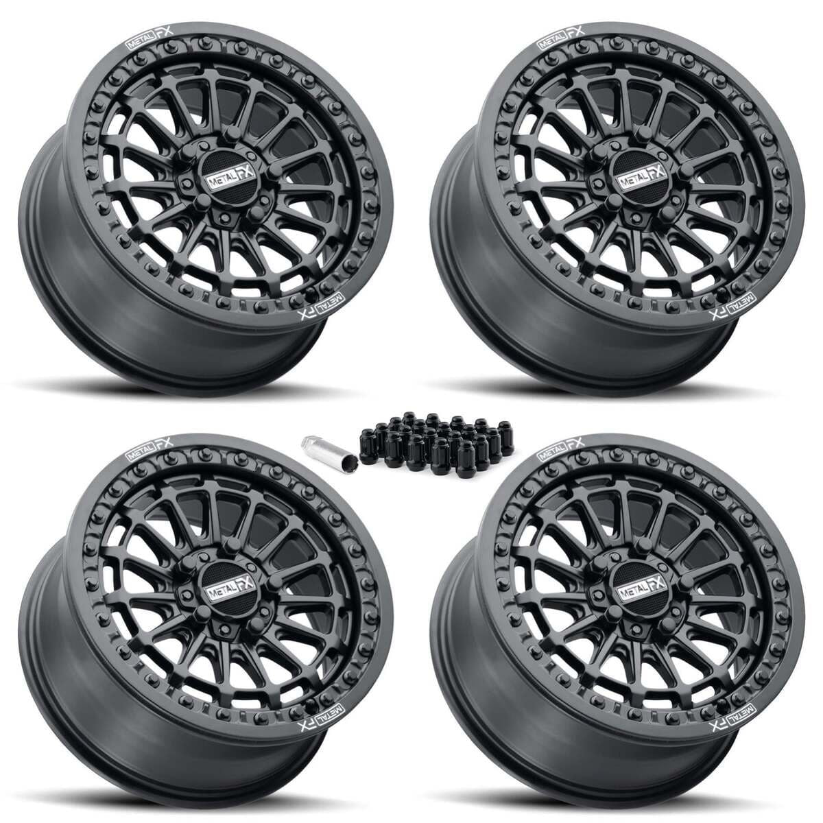 MetalFX Delta R UTV Beadlock Wheel Kit - Satin Black