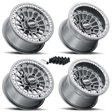 MetalFX Delta UTV Beadlock Wheel Kit - Gunmetal Contrast Cut