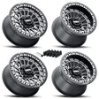 MetalFX Delta UTV Beadlock Wheel Kit - Satin Black Contrast Cut