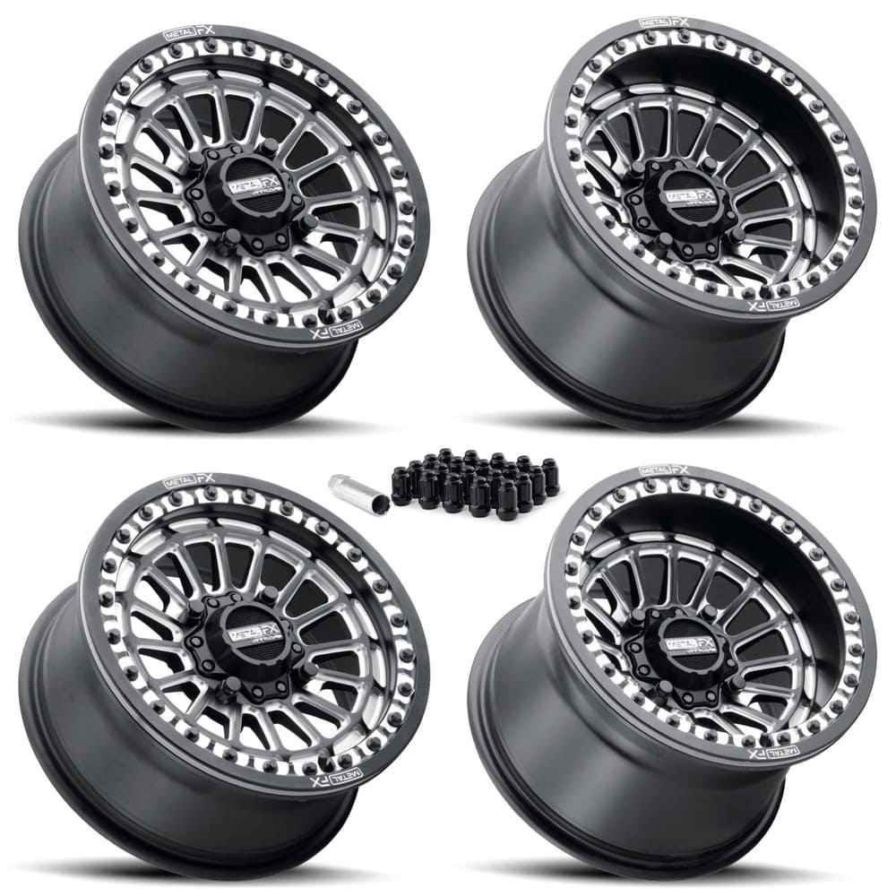 MetalFX Delta UTV Beadlock Wheel Kit - Satin Black Contrast Cut