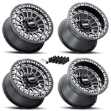 MetalFX Delta UTV Beadlock Wheel Kit - Satin Black Contrast Cut