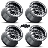 MetalFX Delta UTV Beadlock Wheel Kit - Satin Black Contrast Cut