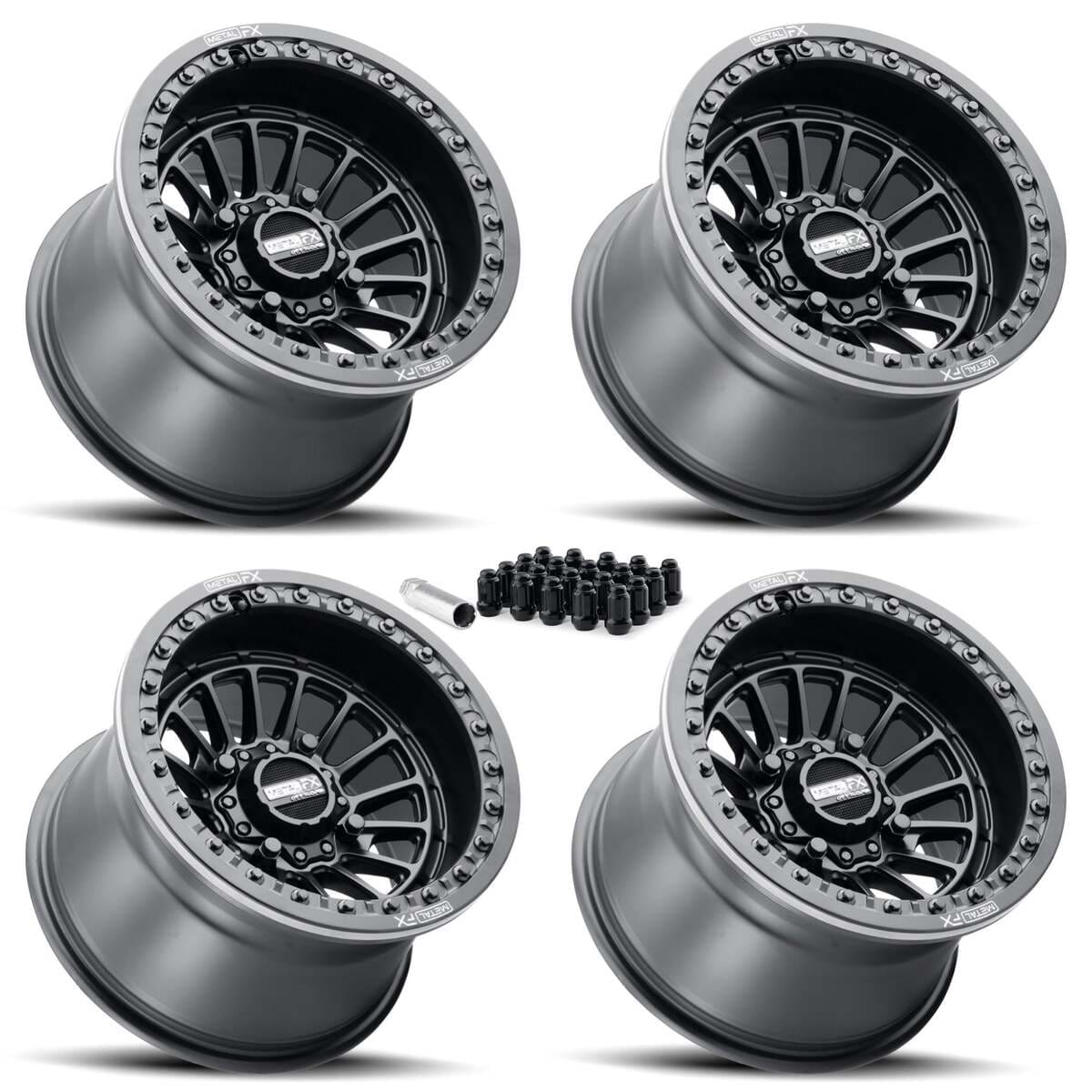 MetalFX Delta UTV Beadlock Wheel Kit - Satin Black
