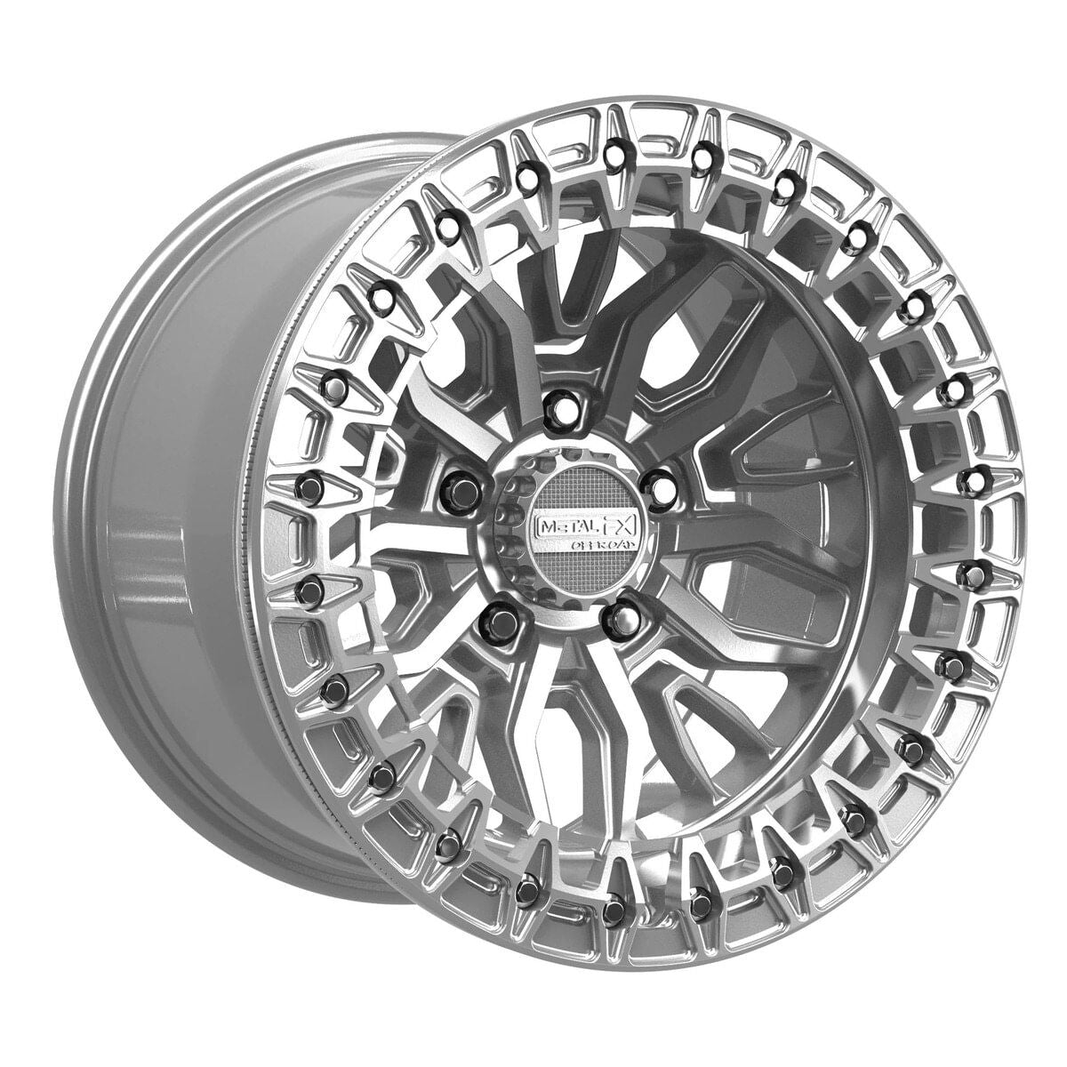 MetalFX Gloss Silver Machined Mayhem R Beadlock
