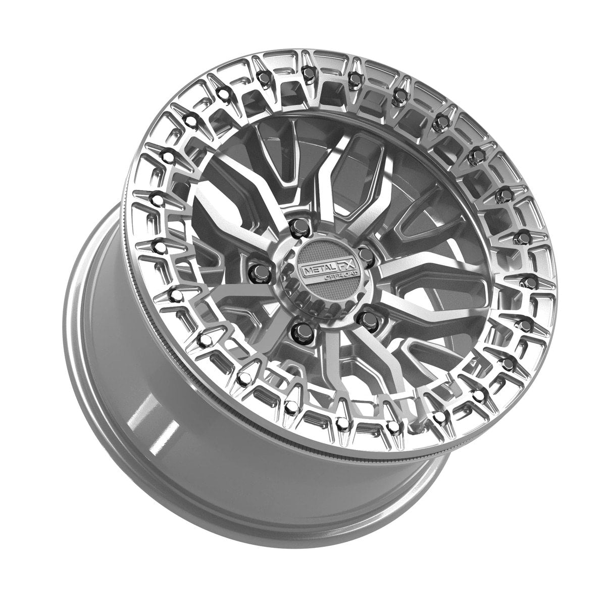 MetalFX Gloss Silver Machined Mayhem R Beadlock
