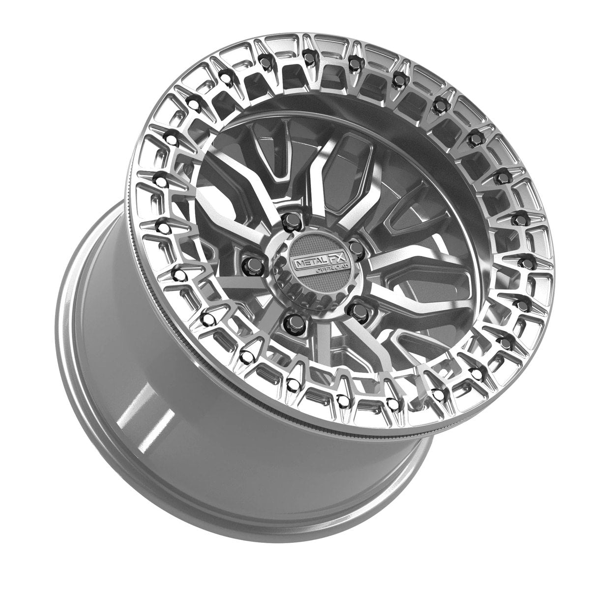MetalFX Gloss Silver Machined Mayhem R Beadlock