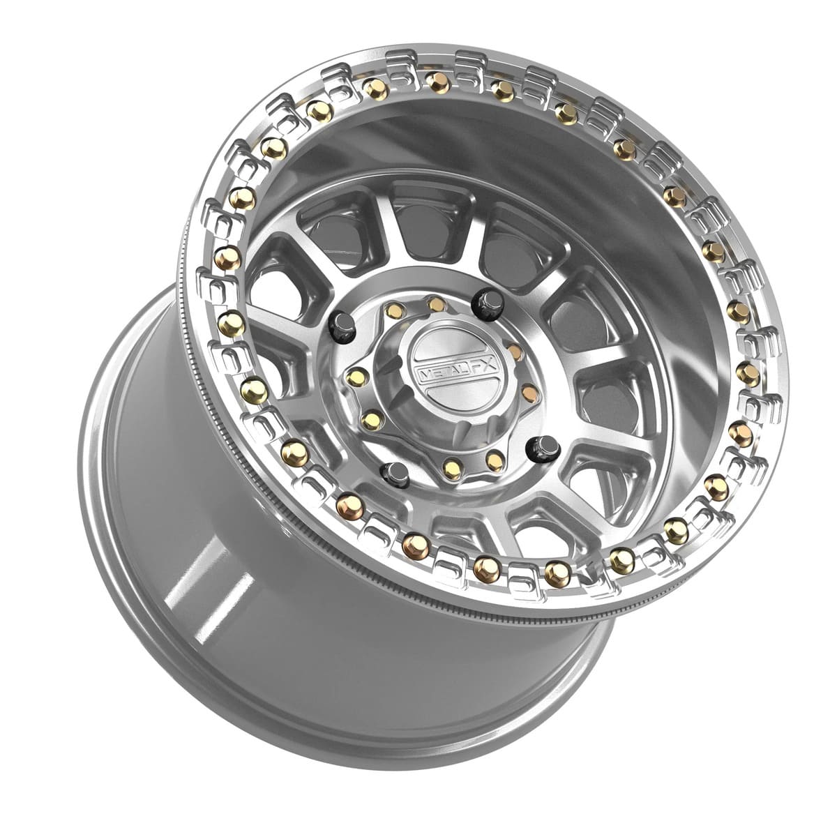 MetalFX Gloss Silver Machined Rampage Beadlock