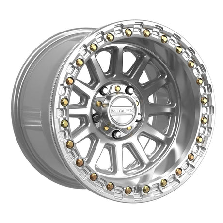 MetalFX Gloss Silver Machined Rampage R 5 Lug Beadlock
