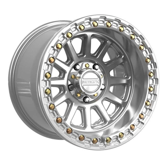 MetalFX Gloss Silver Machined Rampage R 5 Lug Beadlock