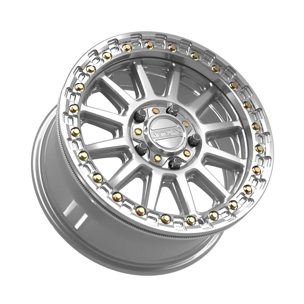 MetalFX Gloss Silver Machined Rampage R 5 Lug Beadlock