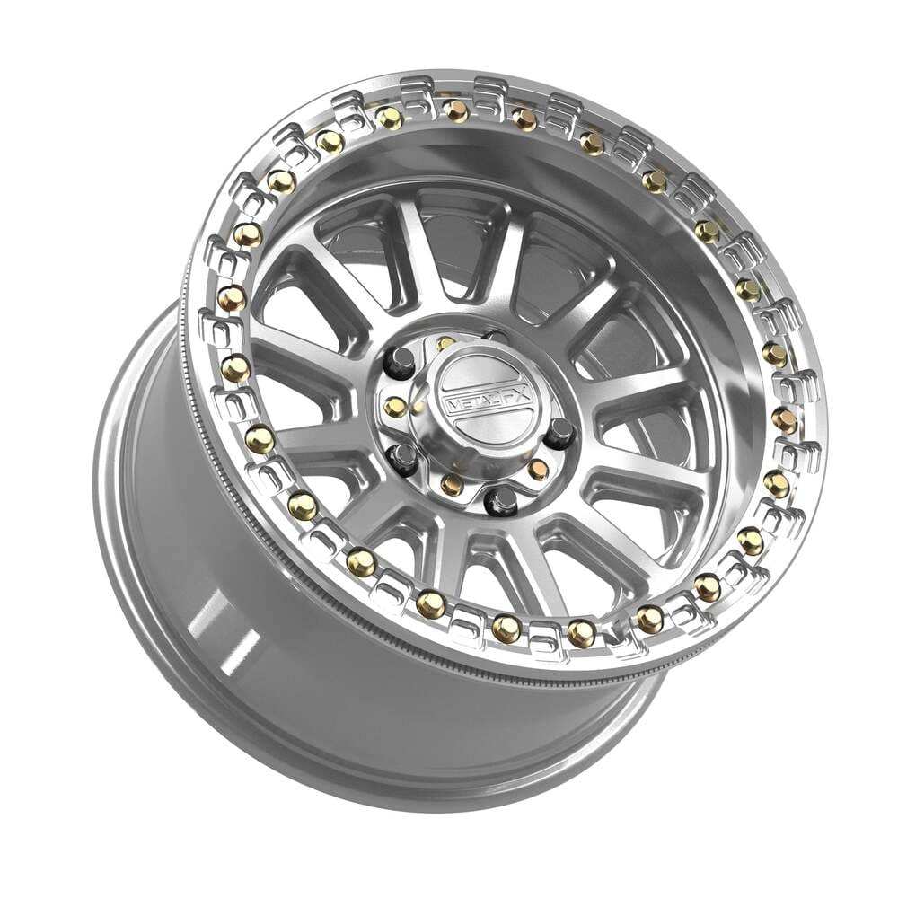 MetalFX Gloss Silver Machined Rampage R 5 Lug Beadlock