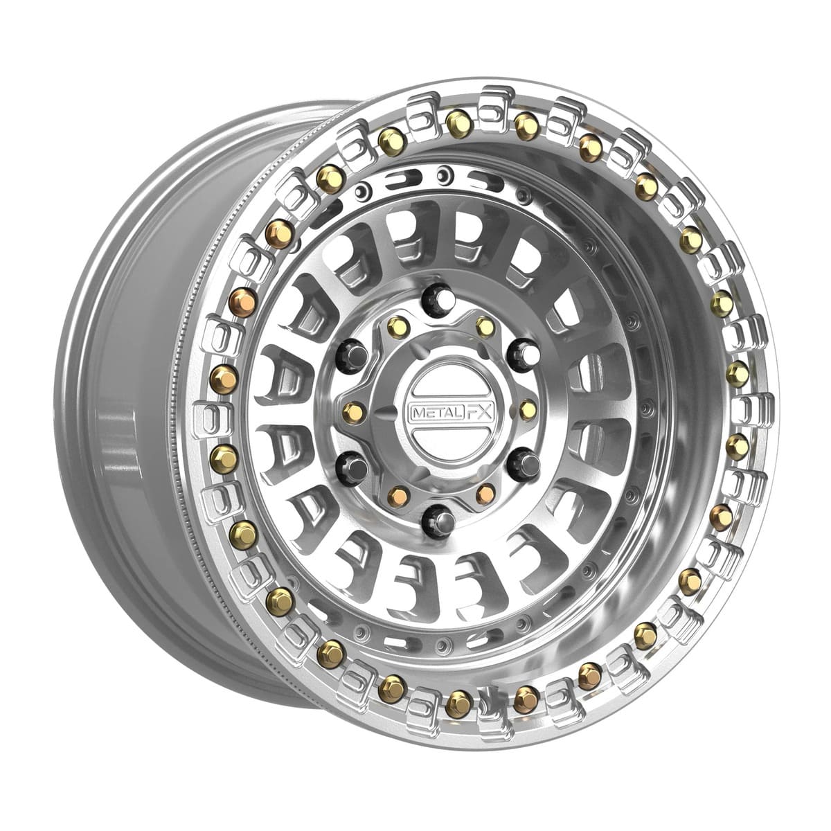 MetalFX Gloss Silver Machined Sicario 6R Beadlock