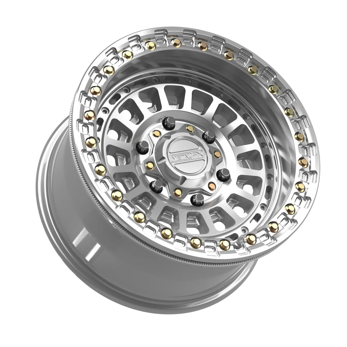 MetalFX Gloss Silver Machined Sicario 6R Beadlock