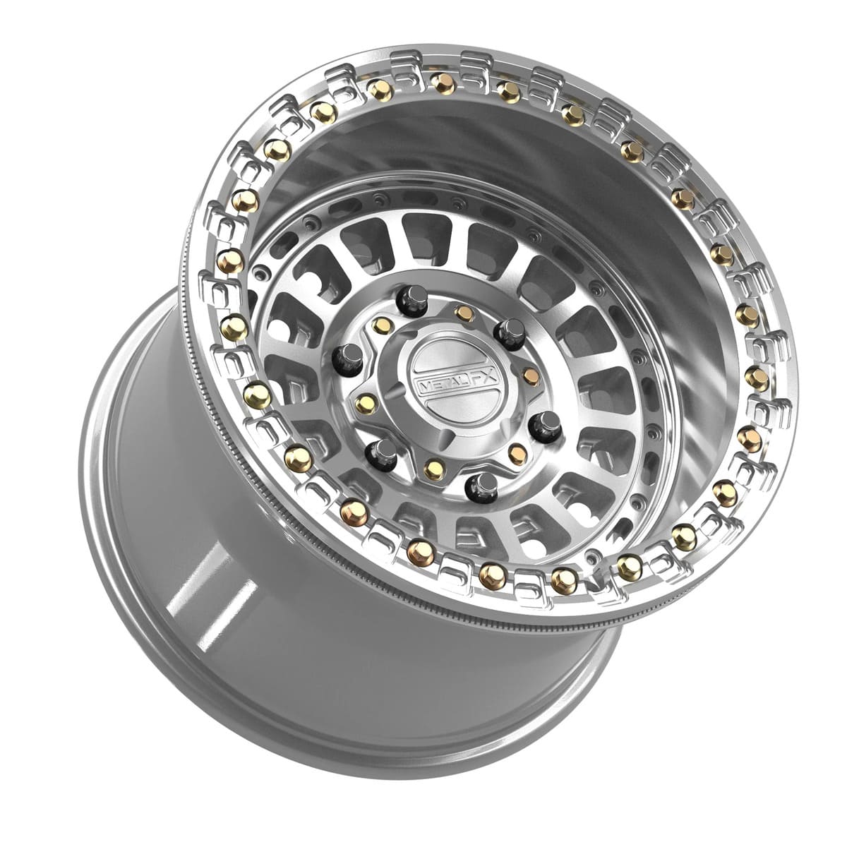 MetalFX Gloss Silver Machined Sicario 6R Beadlock