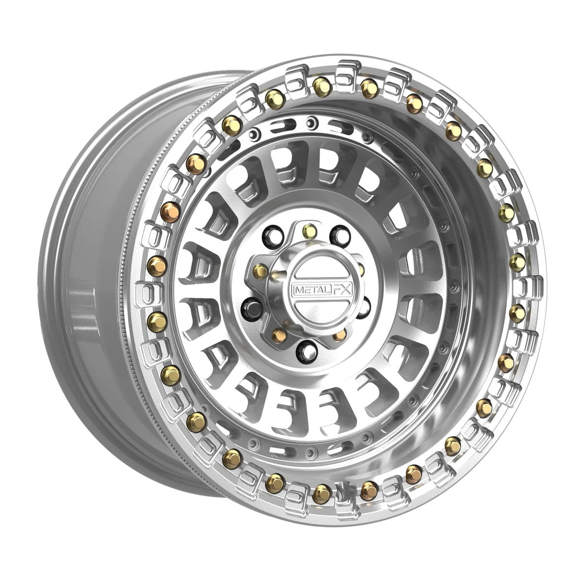 MetalFX Gloss Silver Machined Sicario R Beadlock