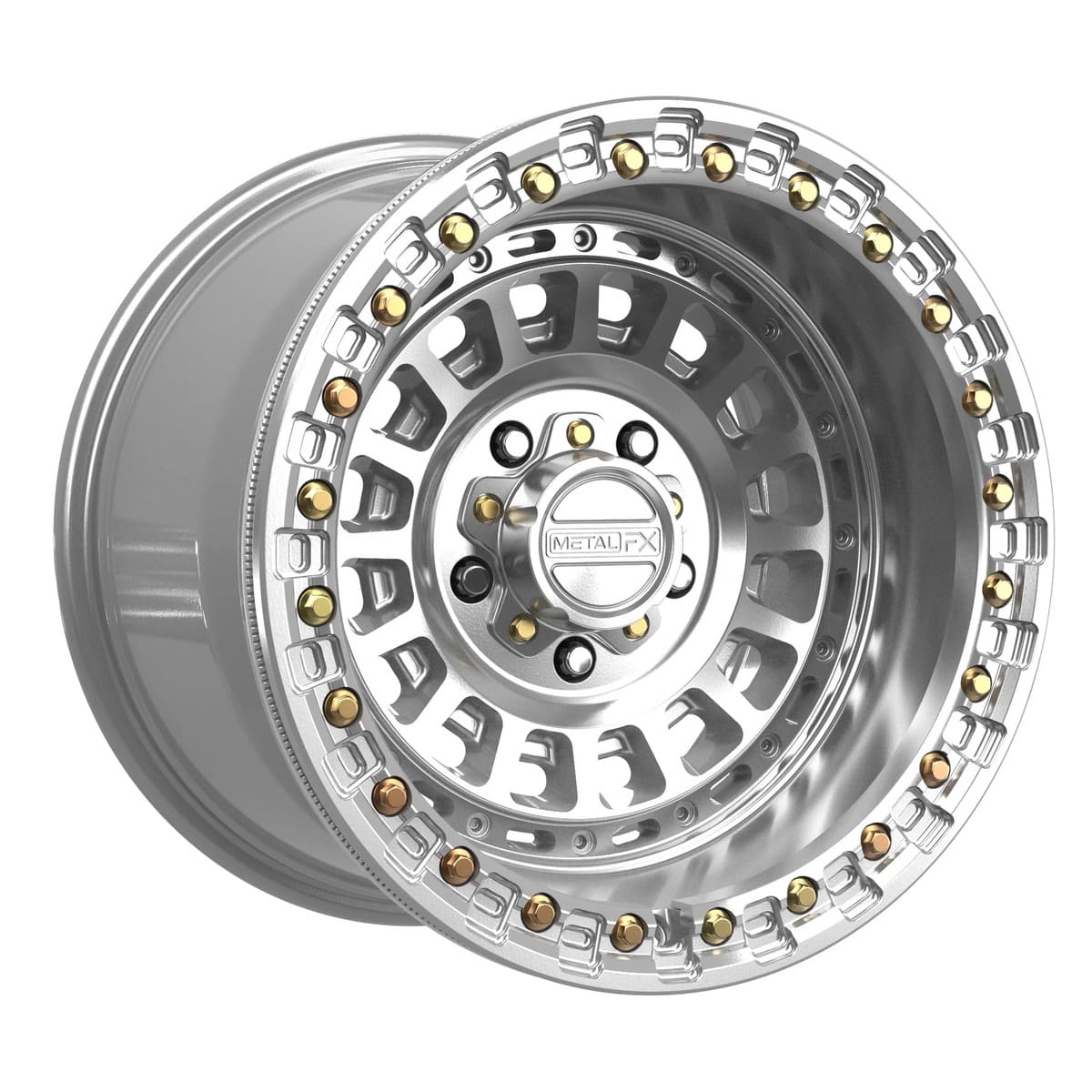 MetalFX Gloss Silver Machined Sicario R Beadlock