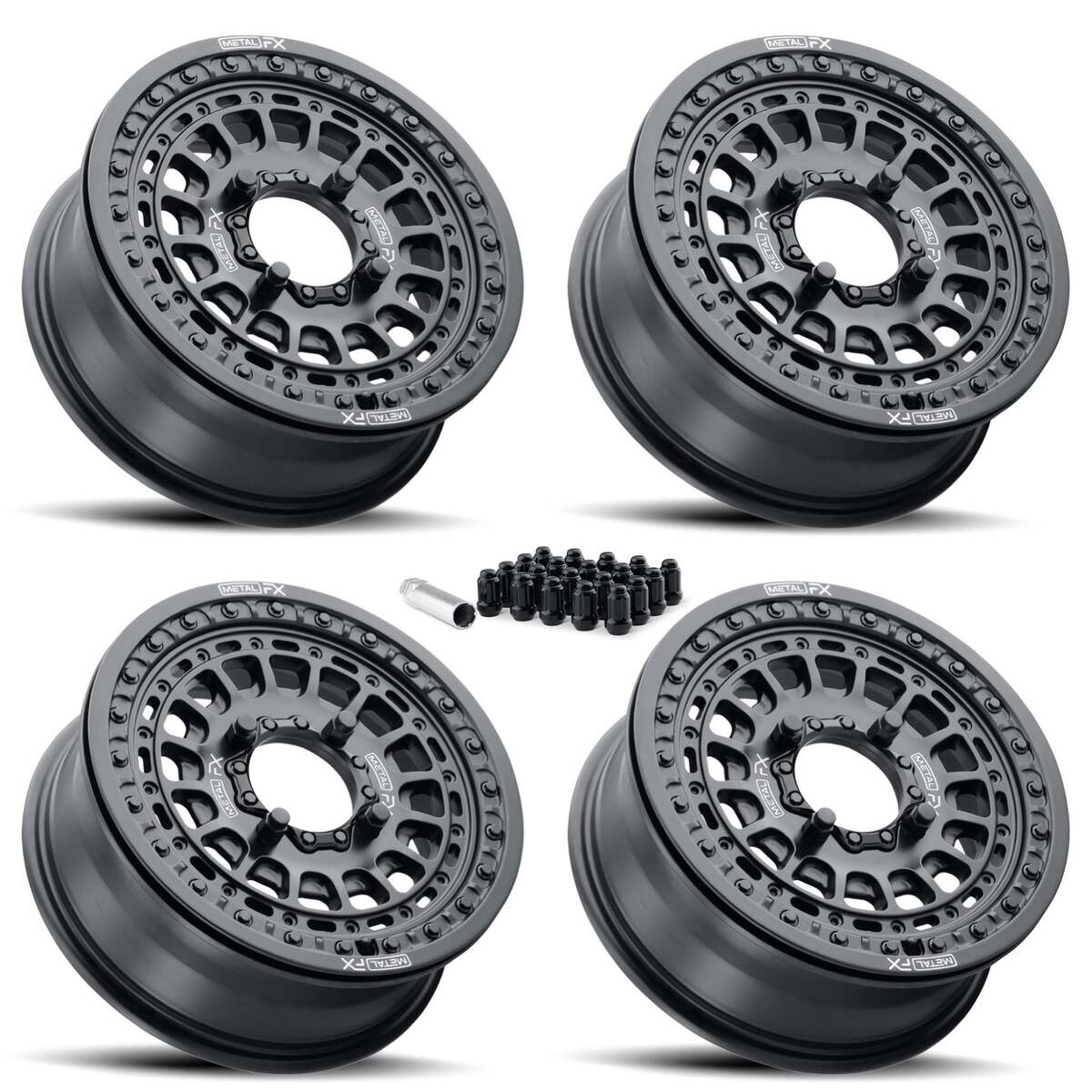 MetalFX Hitman UTV Beadlock Wheel Kit - Satin Black