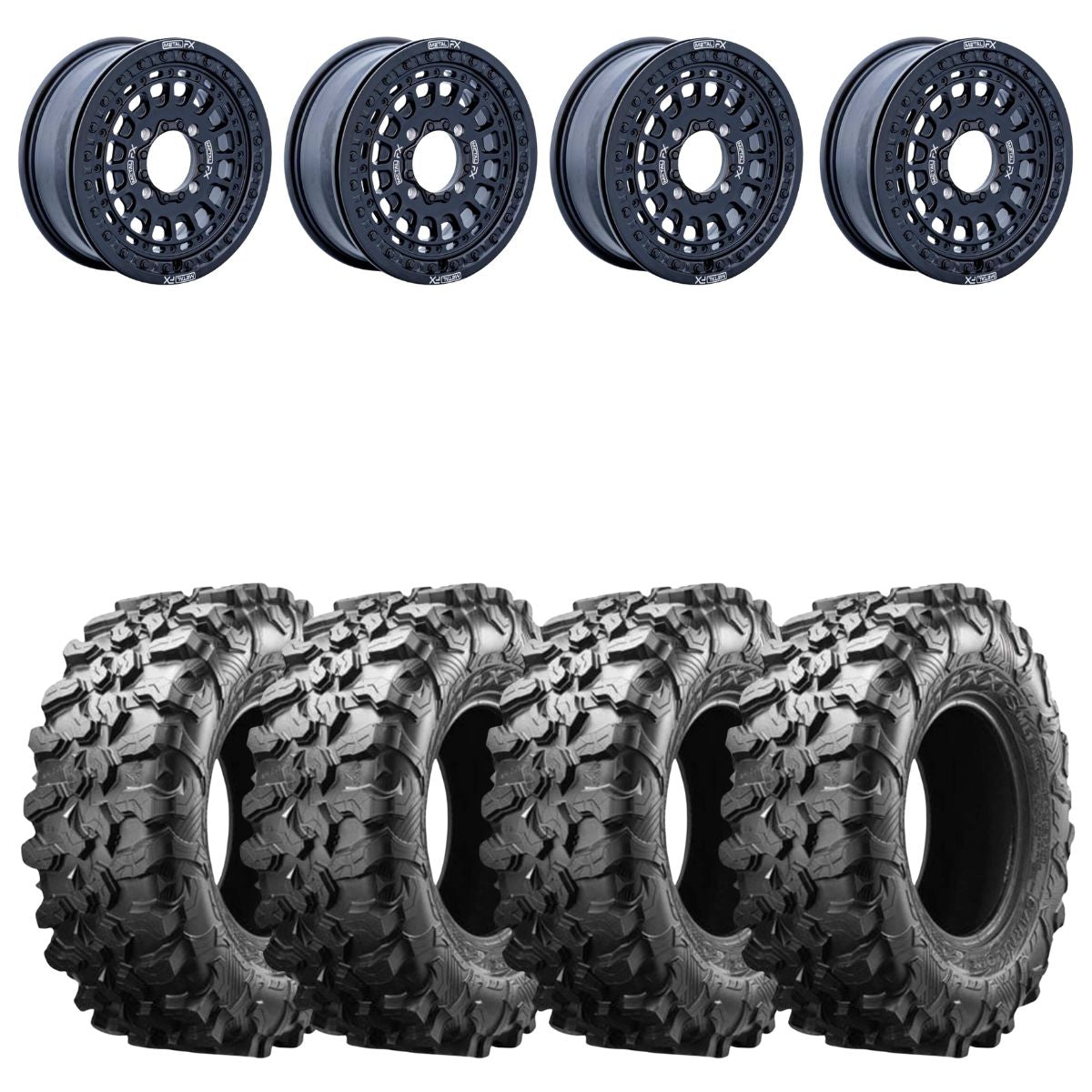 MetalFX OffRoad Hitman 15x6 Black Beadlock & Maxxis Carnivore Radial Wheel & Tire Kit