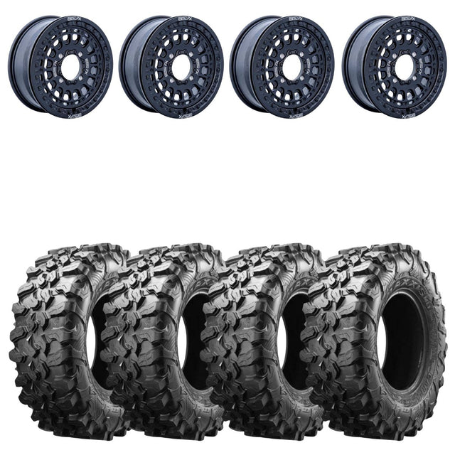 MetalFX OffRoad Hitman 15x6 Black Beadlock & Maxxis Carnivore Radial Wheel & Tire Kit