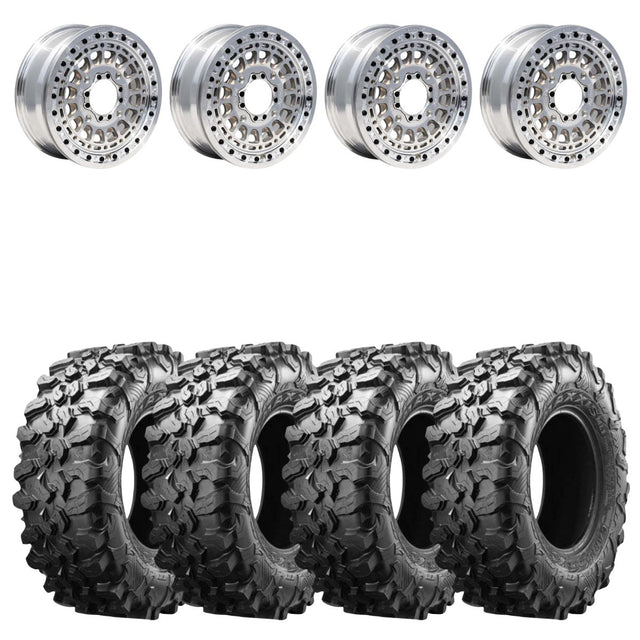 MetalFX OffRoad Hitman 15x6 Raw Beadlock & Maxxis Carnivore Radial Wheel & Tire Kit