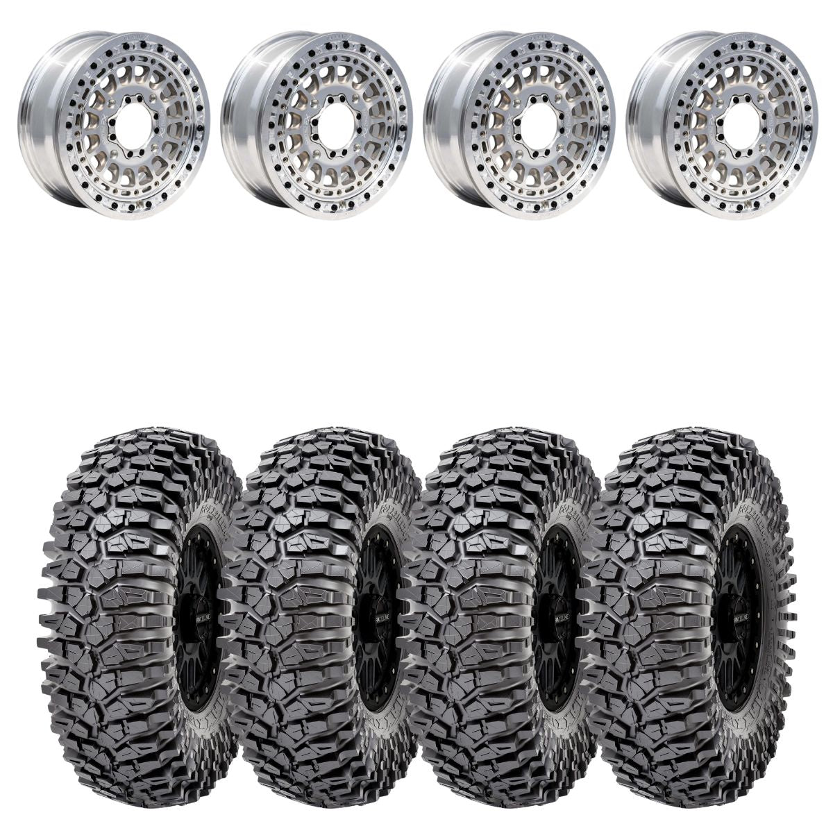 MetalFX OffRoad Hitman 15X6 Raw Beadlock & Maxxis Roxxzilla Radial Wheel & Tire Kit