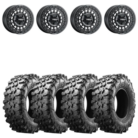 MetalFX OffRoad Hitman R Black Beadlock & Maxxis Carnivore Radial Wheel & Tire Kit