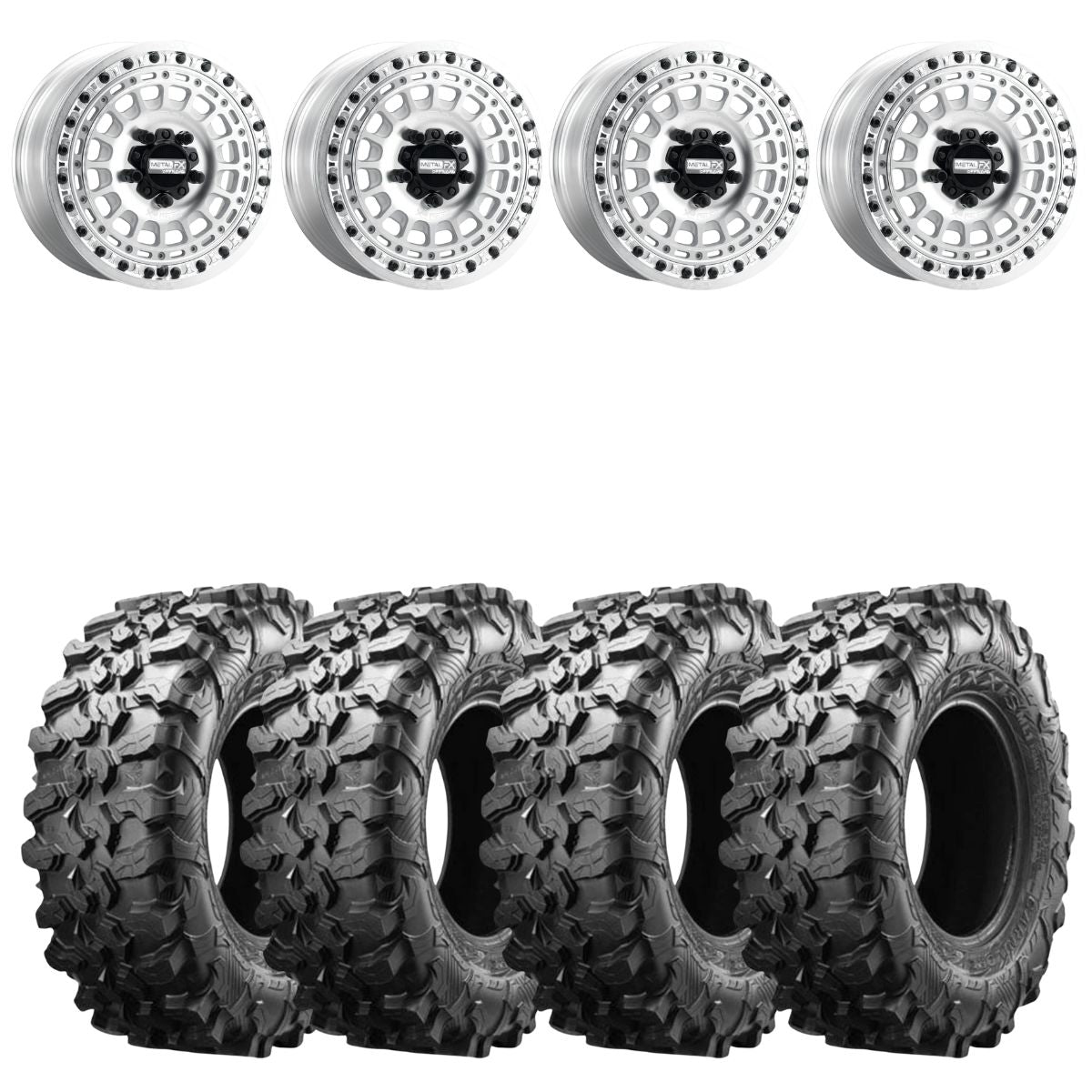 MetalFX OffRoad Hitman R Raw Beadlock & Maxxis Carnivore Radial Wheel & Tire Kit