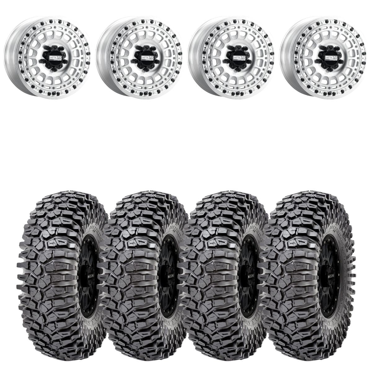 MetalFX OffRoad Hitman R Raw Beadlock & Maxxis Roxxzilla Radial Wheel & Tire Kit