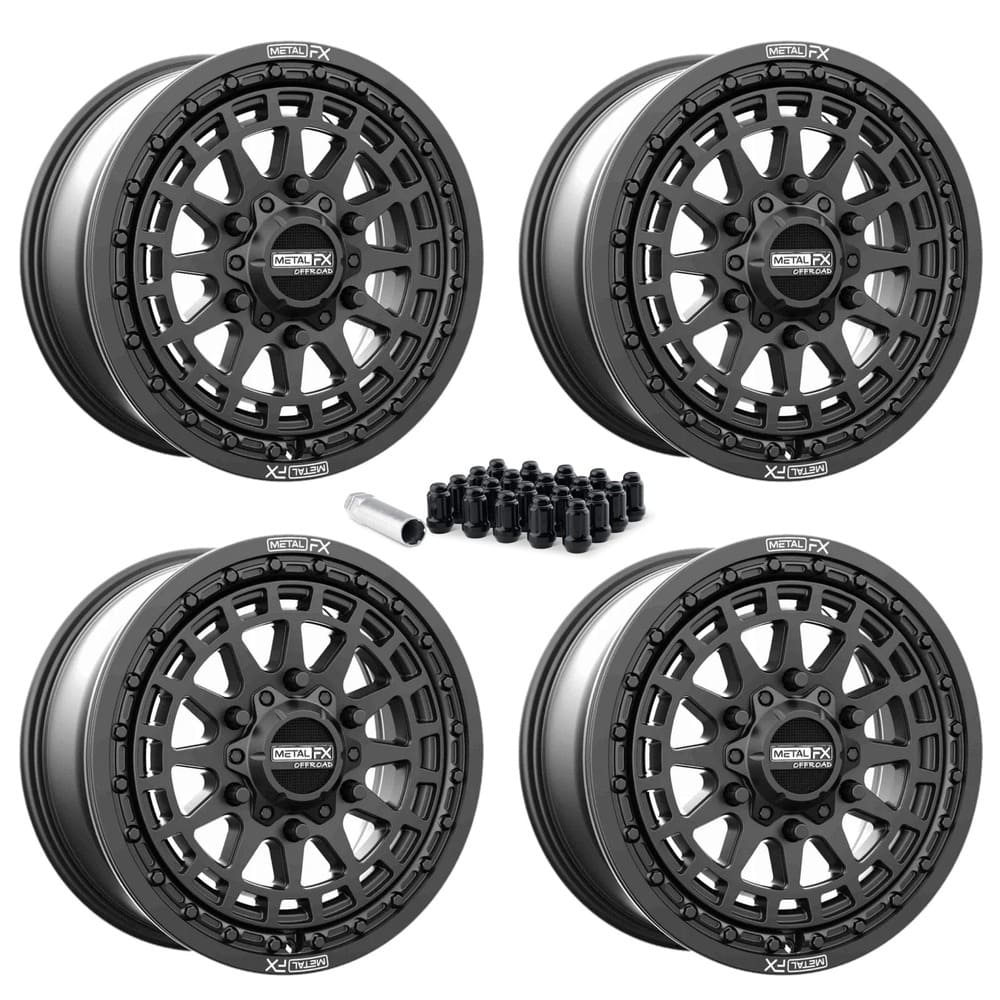 MetalFX Outlaw 6R Satin Black UTV Beadlock Wheel Kit
