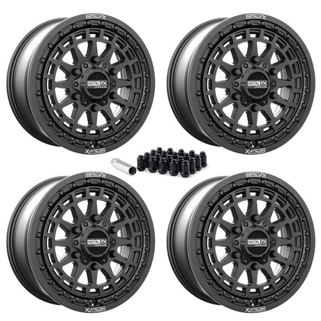 MetalFX Outlaw 6R Satin Black UTV Beadlock Wheel Kit
