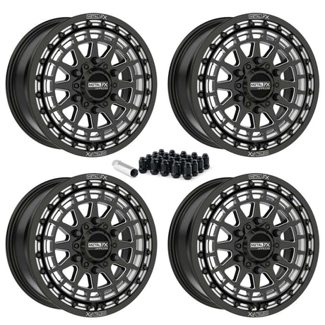 MetalFX Outlaw 6R UTV Beadlock Wheel Kit - Satin Black Contrast Cut