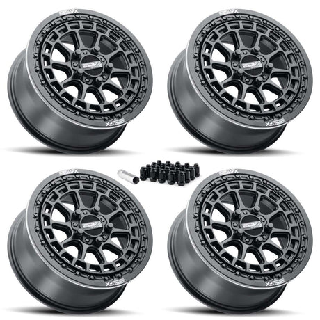 MetalFX Outlaw R UTV Beadlock 5-Lug Wheel Kit - Satin Black