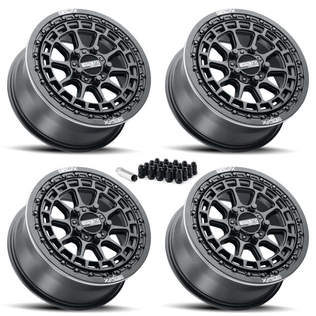 MetalFX Outlaw R UTV Beadlock 5-Lug Wheel Kit - Satin Black