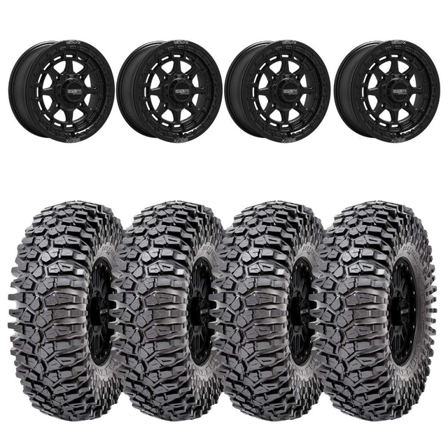 MetalFX Outlaw Satin Black 15x6 Beadlock & Maxxis Roxxzilla Radial Wheel & Tire Kit