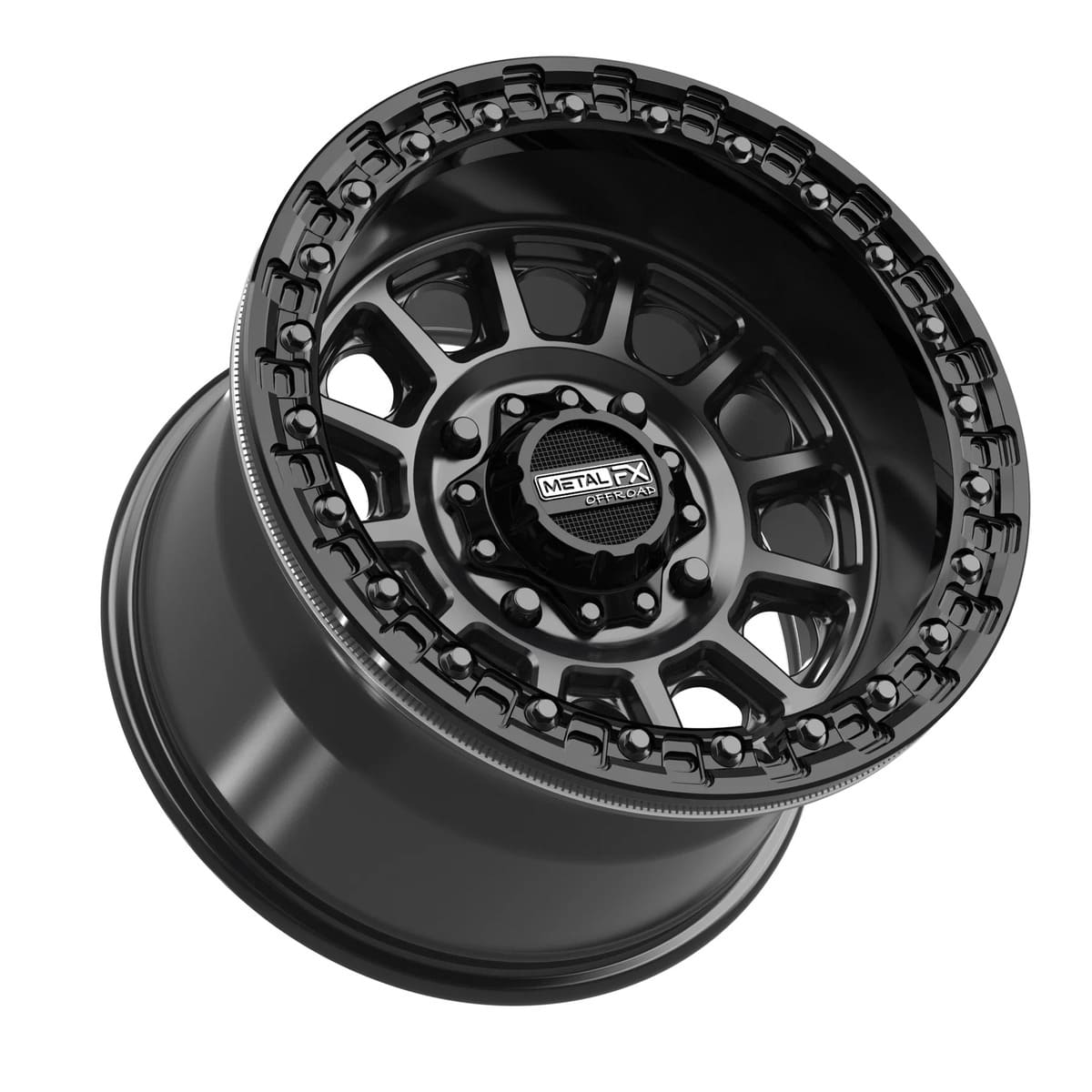 MetalFX Satin Black Rampage Beadlock w/ Gloss Black Ring