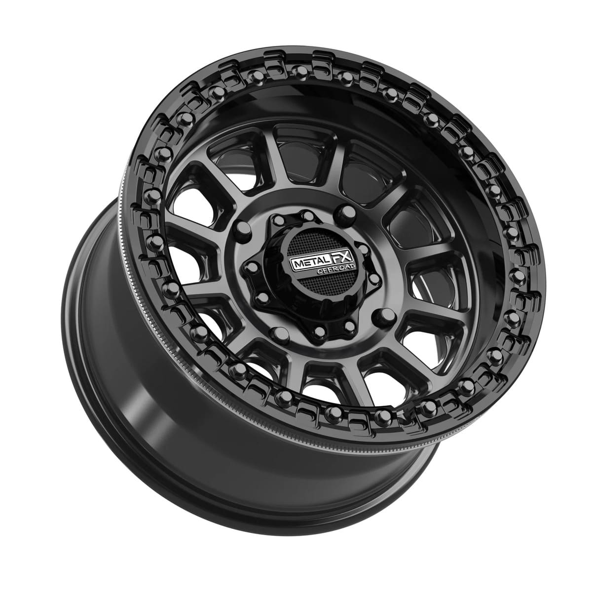 MetalFX Satin Black Rampage Beadlock w/ Gloss Black Ring
