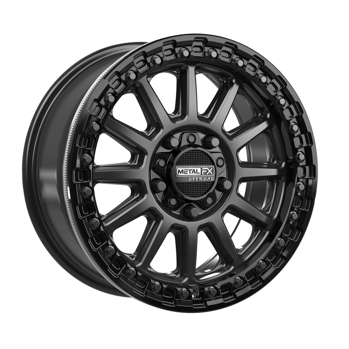 MetalFX Satin Black Rampage R Beadlock w/ Gloss Black Ring