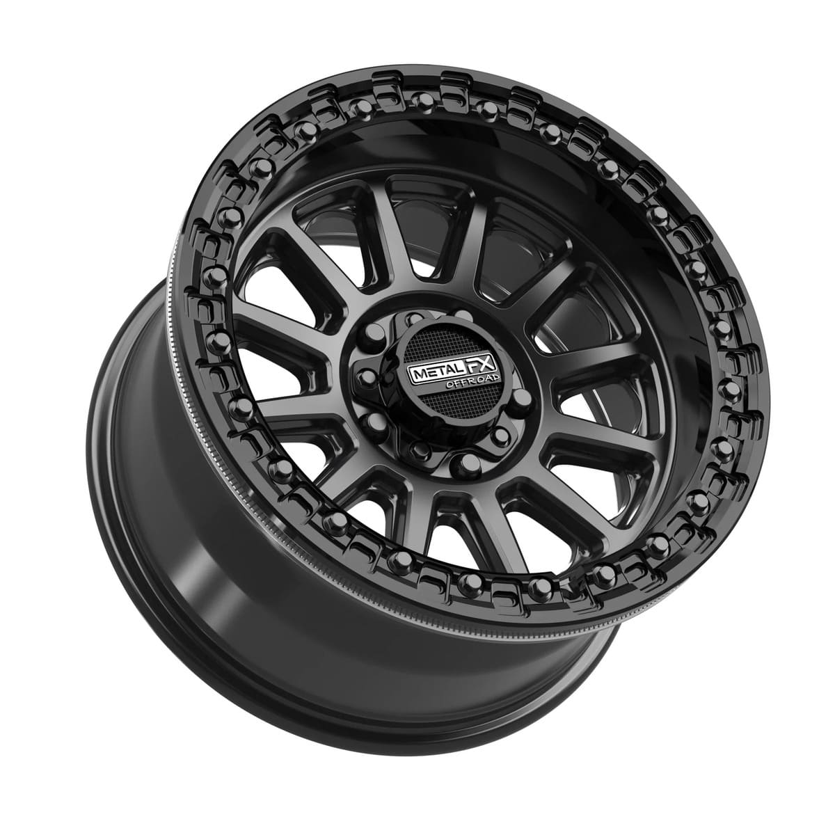 MetalFX Satin Black Rampage R Beadlock w/ Gloss Black Ring