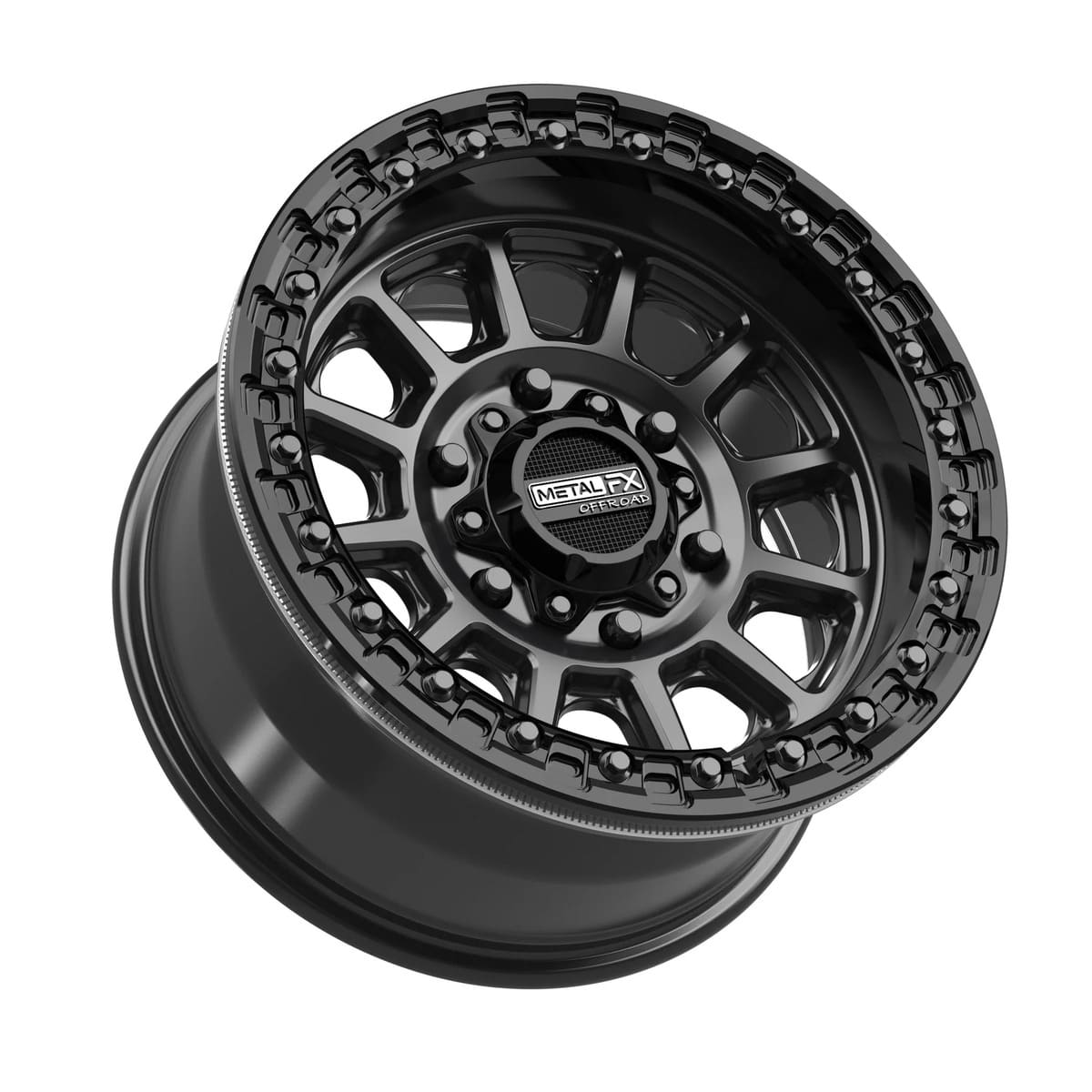 MetalFX Rampage 6R Beadlock - Satin Black w/ Gloss Black Ring