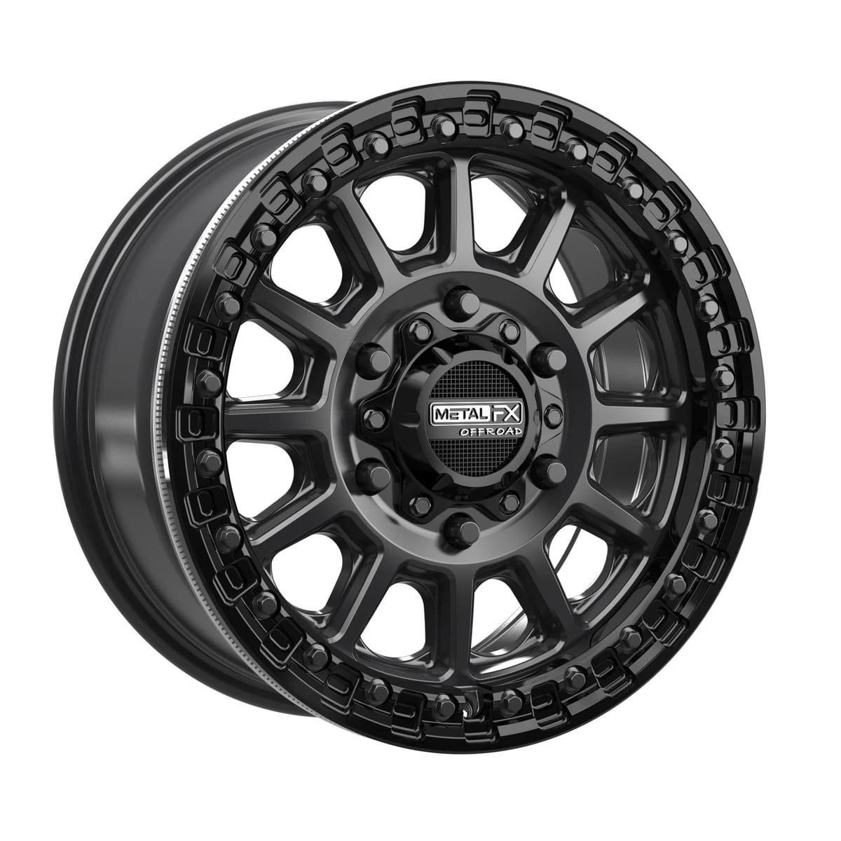 MetalFX Rampage 6R Beadlock - Satin Black w/ Gloss Black Ring