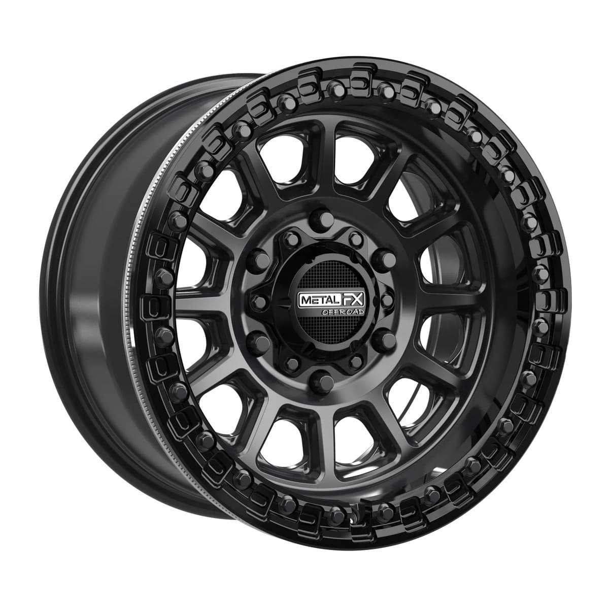 MetalFX Rampage 6R Beadlock - Satin Black w/ Gloss Black Ring