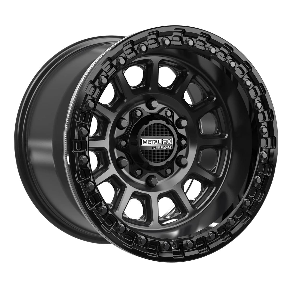 MetalFX Rampage 6R Beadlock - Satin Black w/ Gloss Black Ring